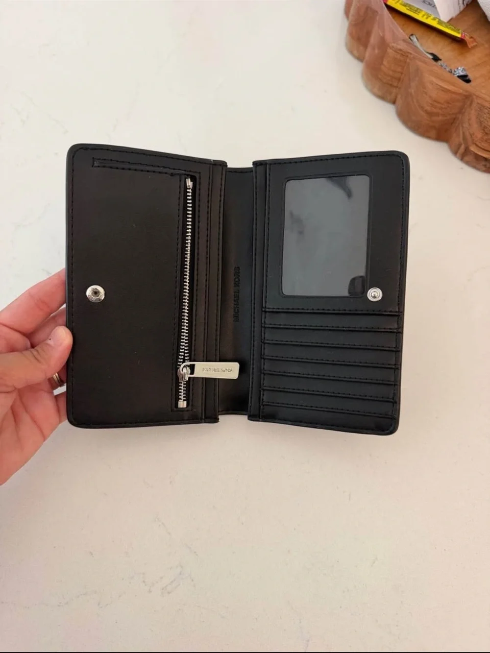 Michael Kors Black Leather Card & Key Holder with Logo